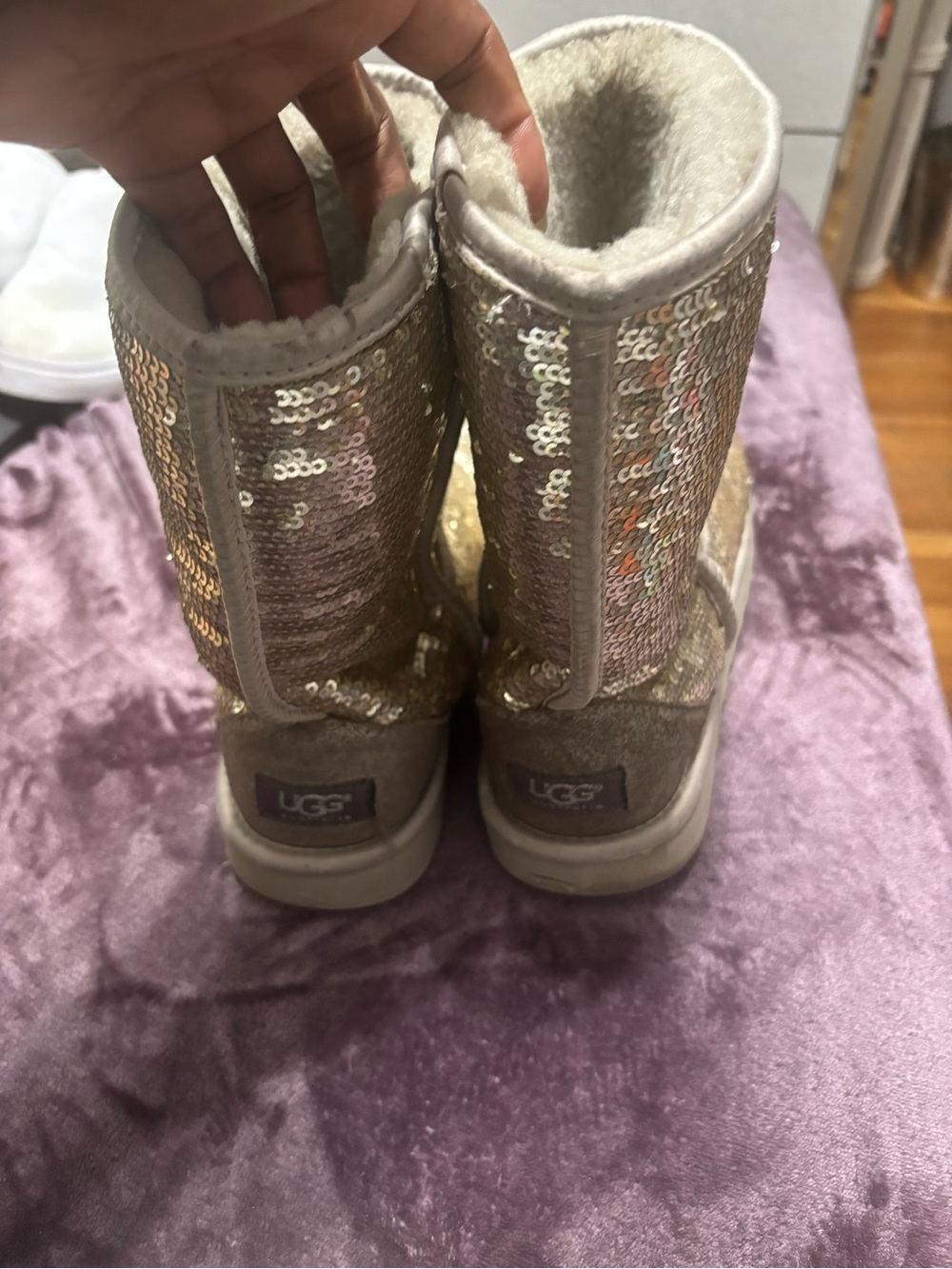 UGG Sequin Slip-On Sneakers in Gold